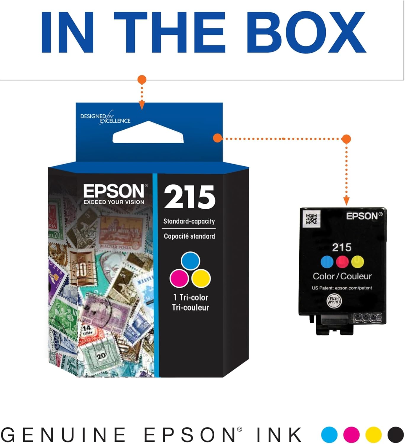 Epson T215530-S Standard Capacity Tricolor Ink