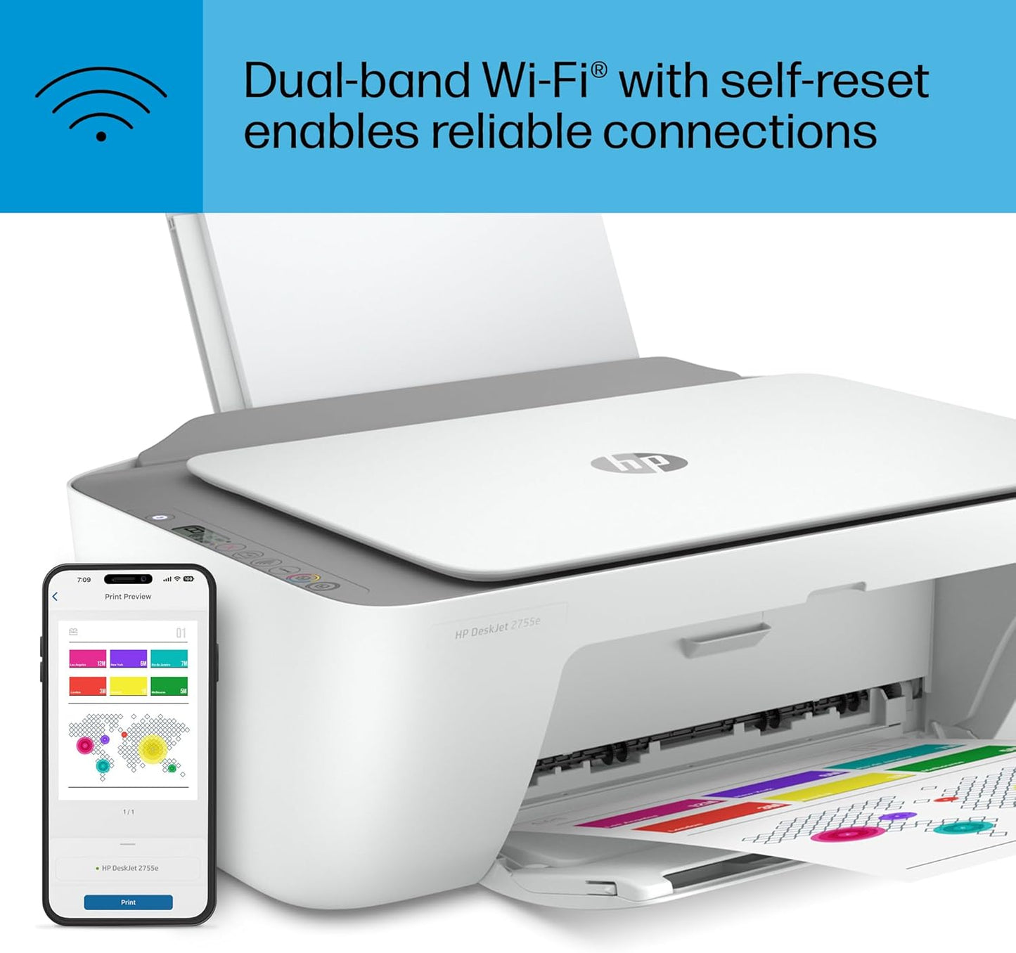 HP DJ 2755e DeskJet Printer: Wireless, Color, Instant Ink