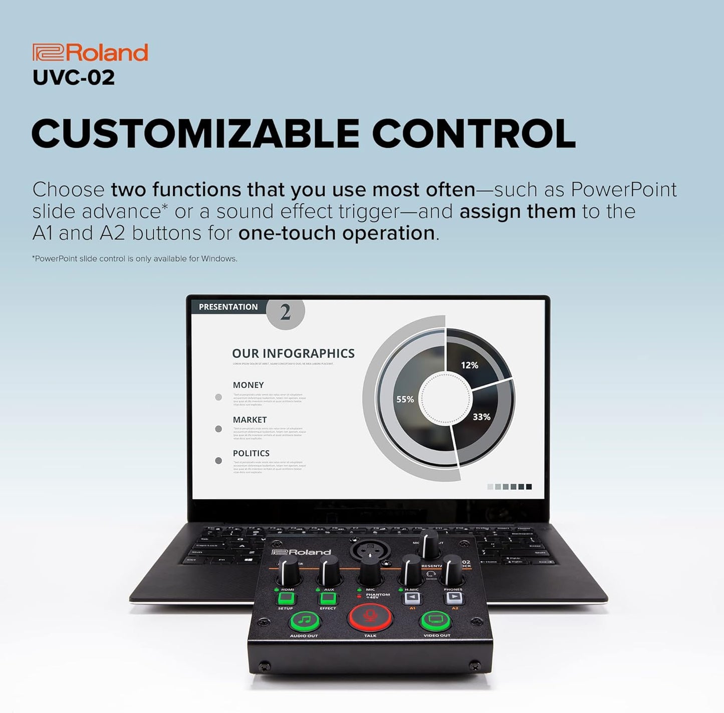 Roland UVC-02 Web Presentation Dock - Black