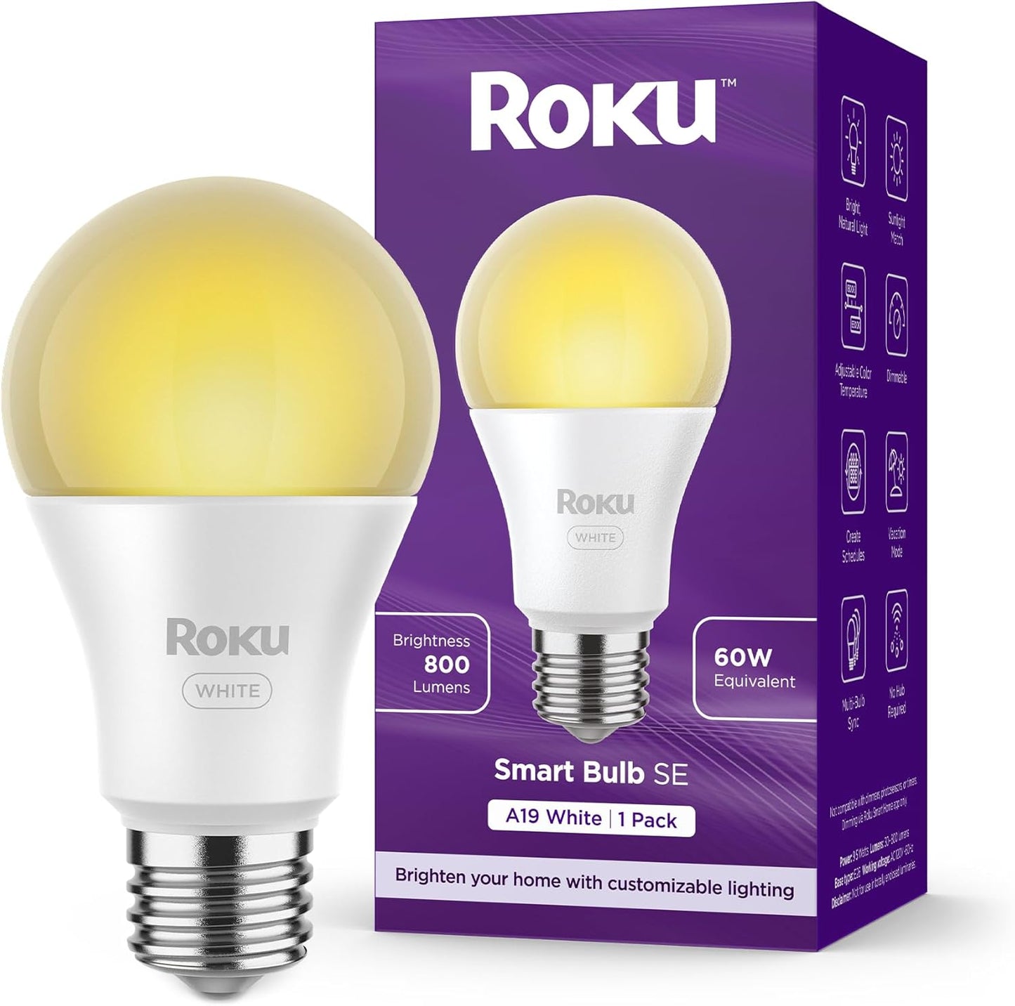 Roku BS1000R Smart Light Bulb - Dimmable, Voice Control