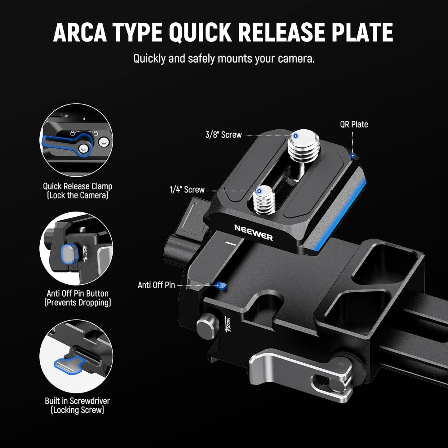 Neewer PS014 Foldable V Mount Battery Plate Arca Base