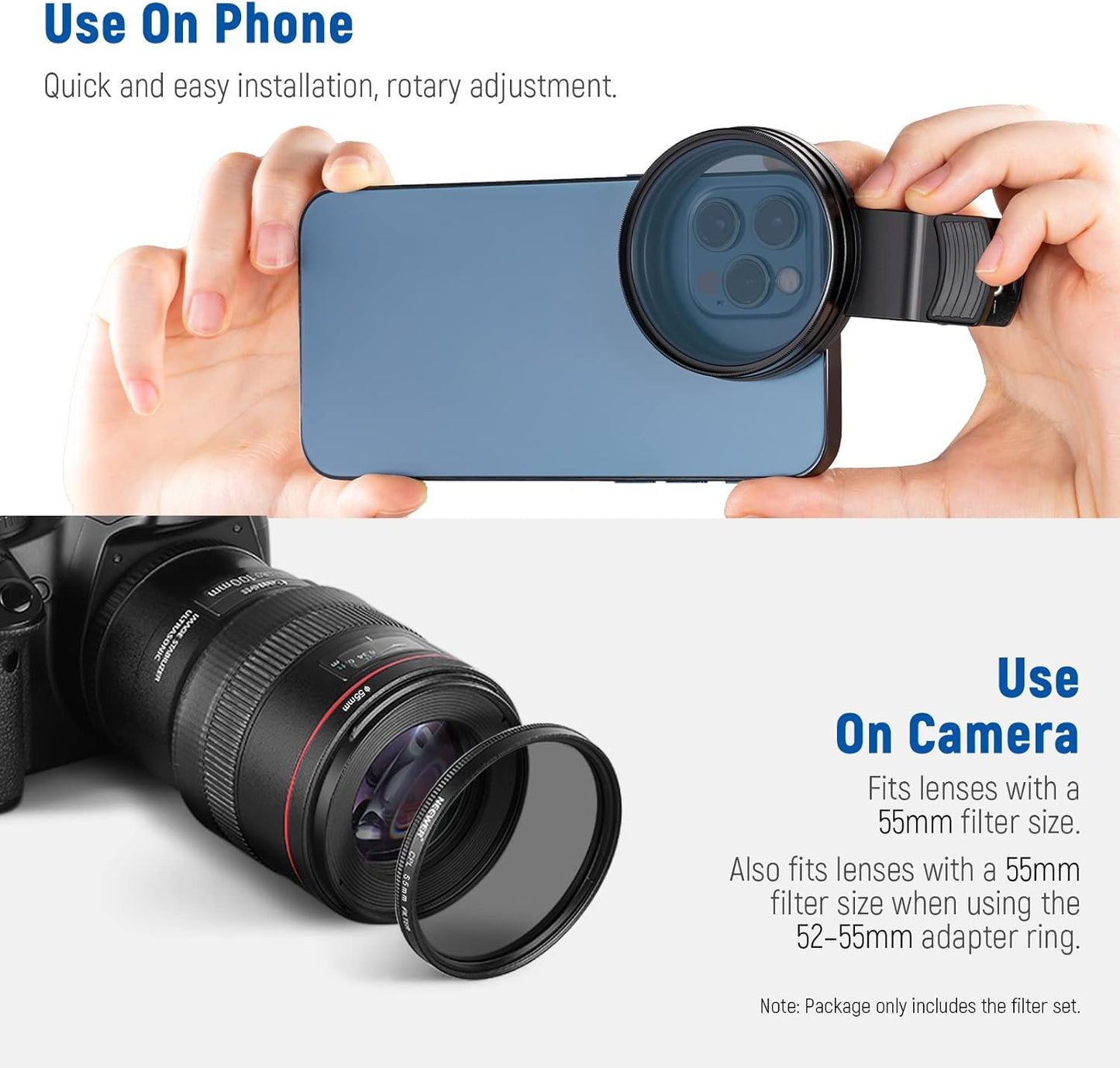NEEWER 55mm ND+CPL Effect Filter Set Phone Lens