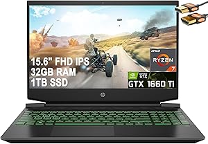 HP Pavilion Gaming Laptop - Ryzen 7, 32GB, 1TB SSD, GTX 1660 Ti (Renewed)