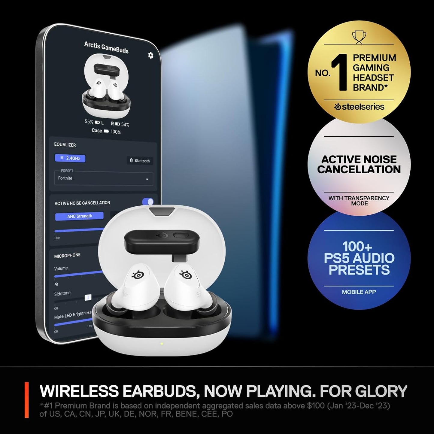 SteelSeries 61708 Arctis GameBuds - Wireless Gaming Earbuds ANC
