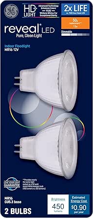 GE 34046 Reveal LED Dimmable MR16 Spot Light Bulbs 2-Pack