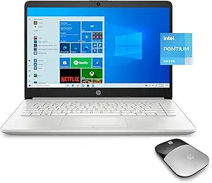 HP 14 Intel Pentium HD Laptop + Wireless Mouse — main product image