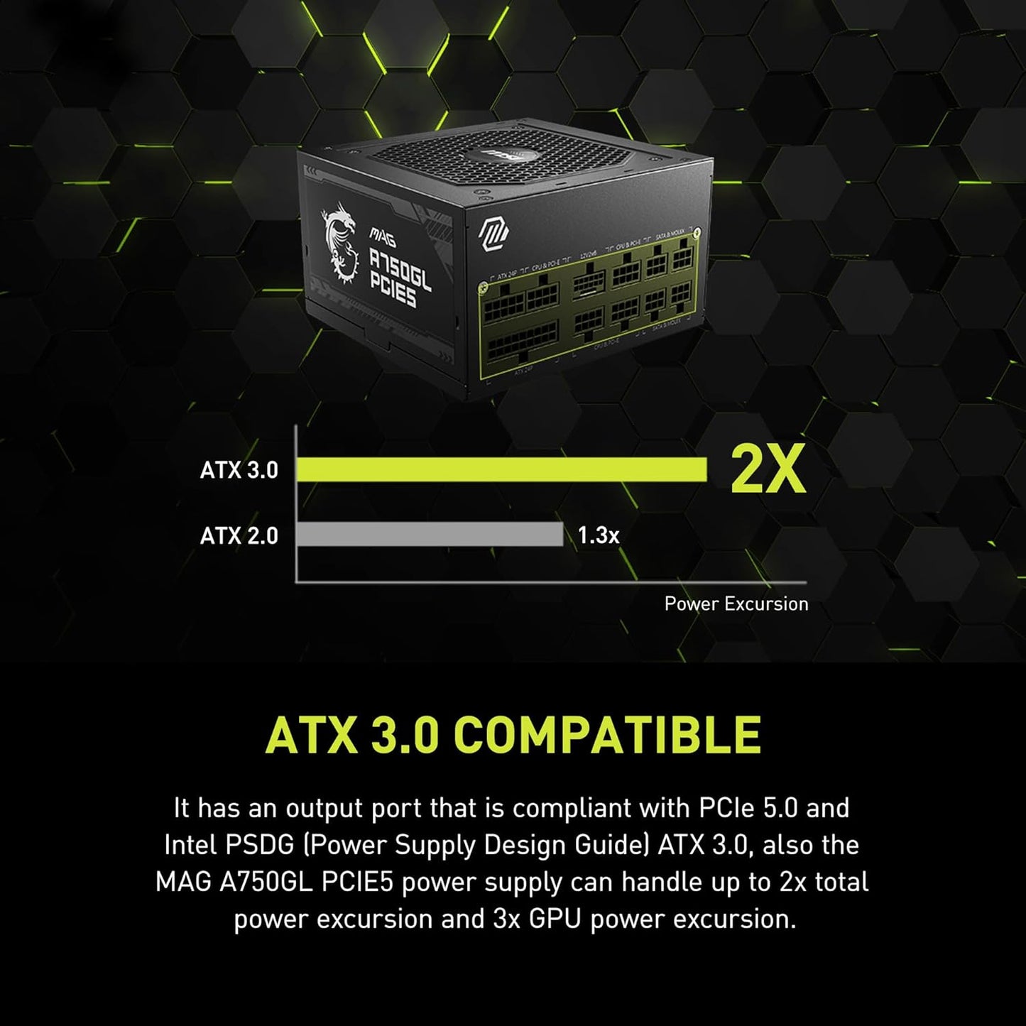 MSI MAG A750GL PCIE5 750W 80+ Gold ATX 3.1 PSU