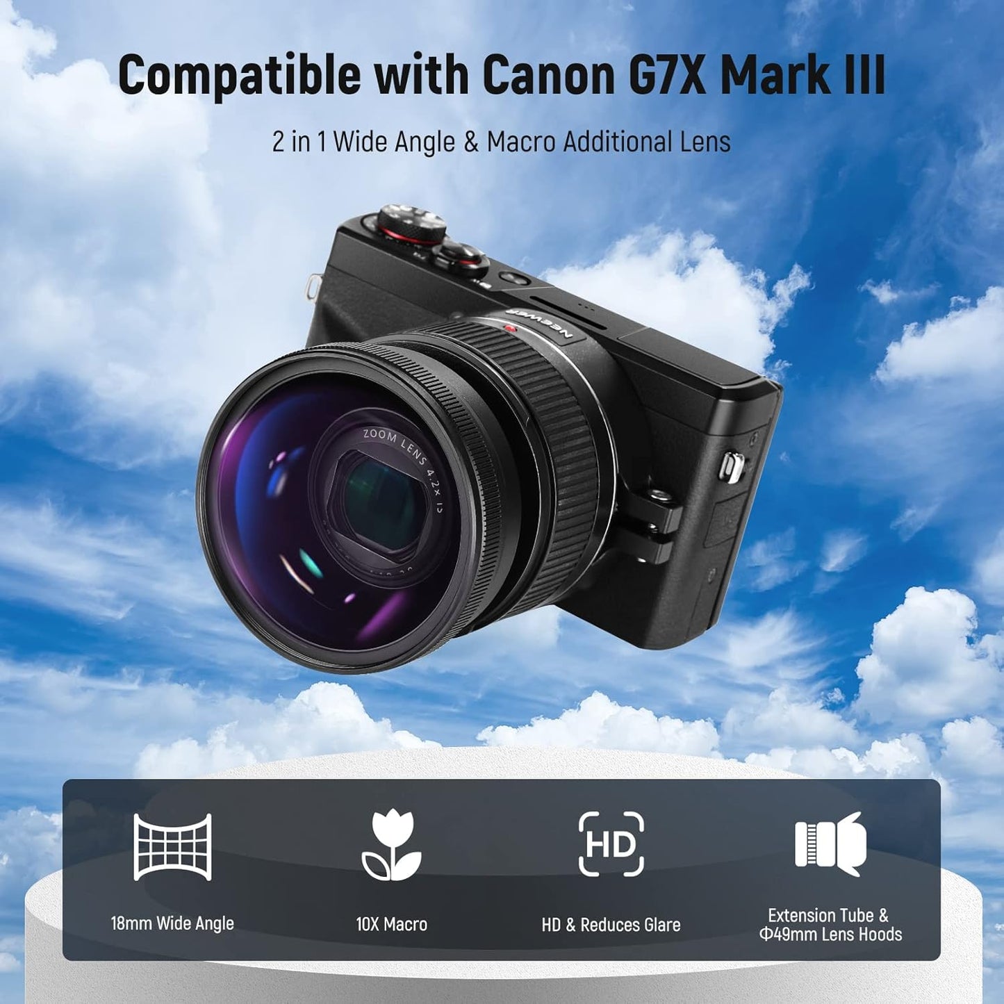 Neewer 10101331 Wide Angle Lens for Canon G7X III