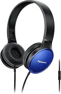 Panasonic RP-HF300M-A Foldable On-Ear Headphones with Mic - Blue/Black