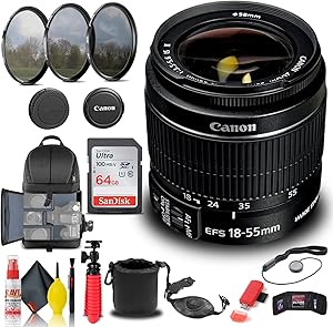 Canon 2042B002 EF-S 18-55mm IS II Lens Bundle Renewed