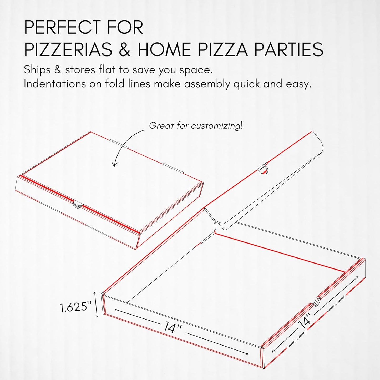 Atlas 14 Inch White Pizza Boxes 25-Pack Cardboard Takeout