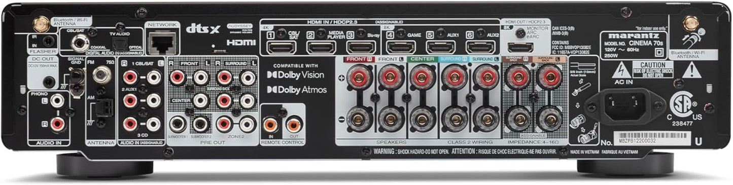 Marantz CINEMA 70S 7.2-Ch 8K AV Receiver - Dolby Atmos, HEOS