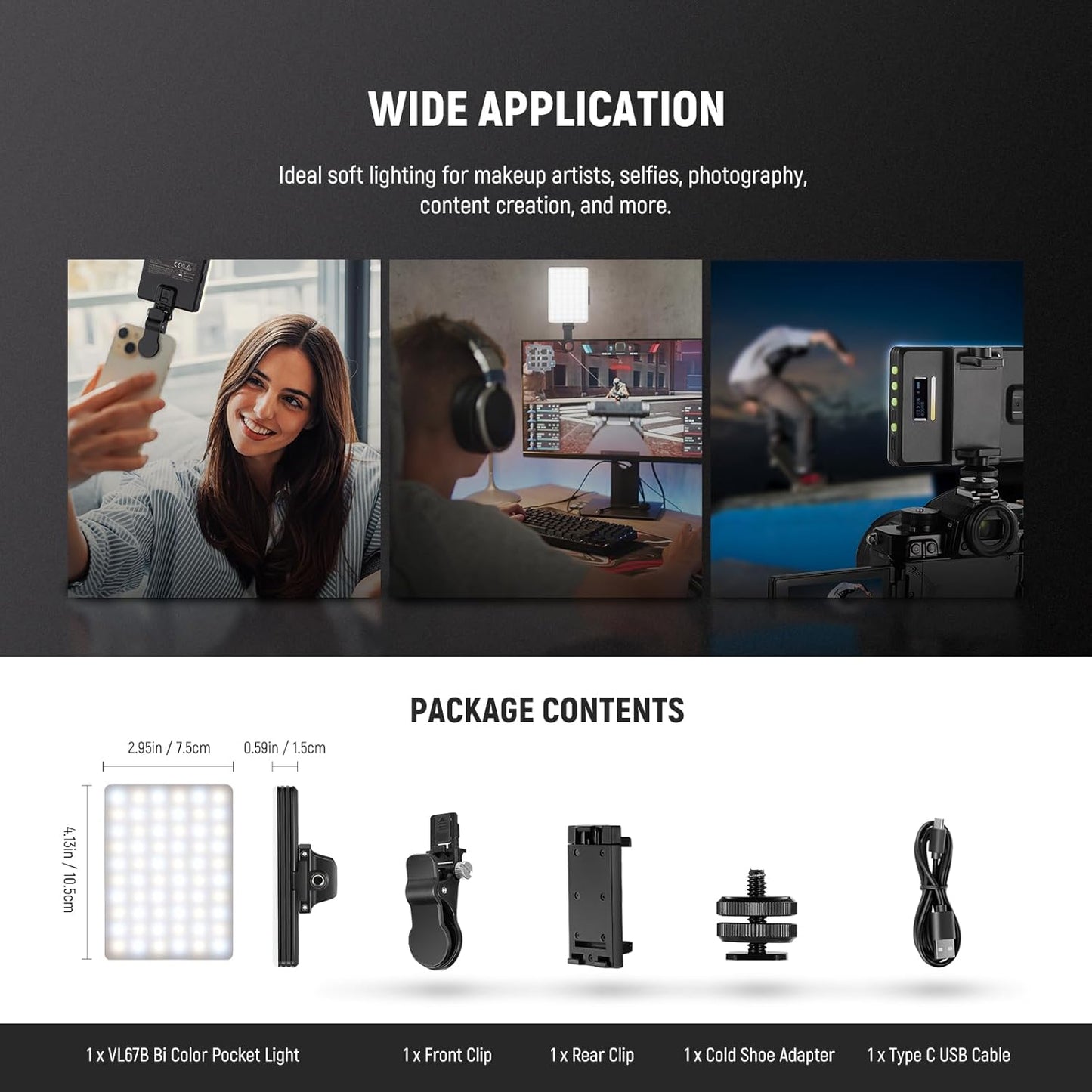 Neewer 10104980 VL67B Phone Selfie Light with APP Control