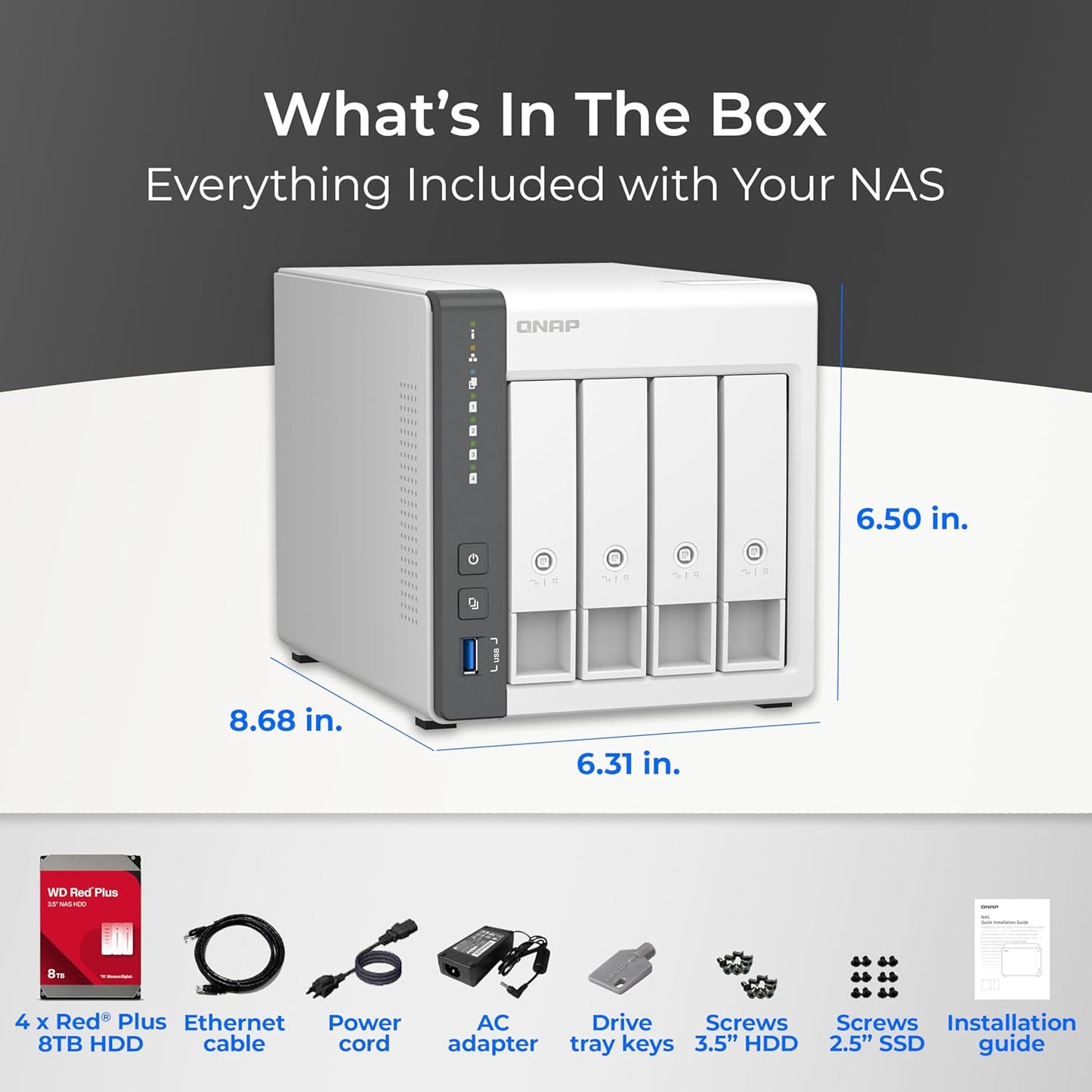 QNAP TS-433-4G-48WD-US 24TB 4-Bay NAS WD Red RAID