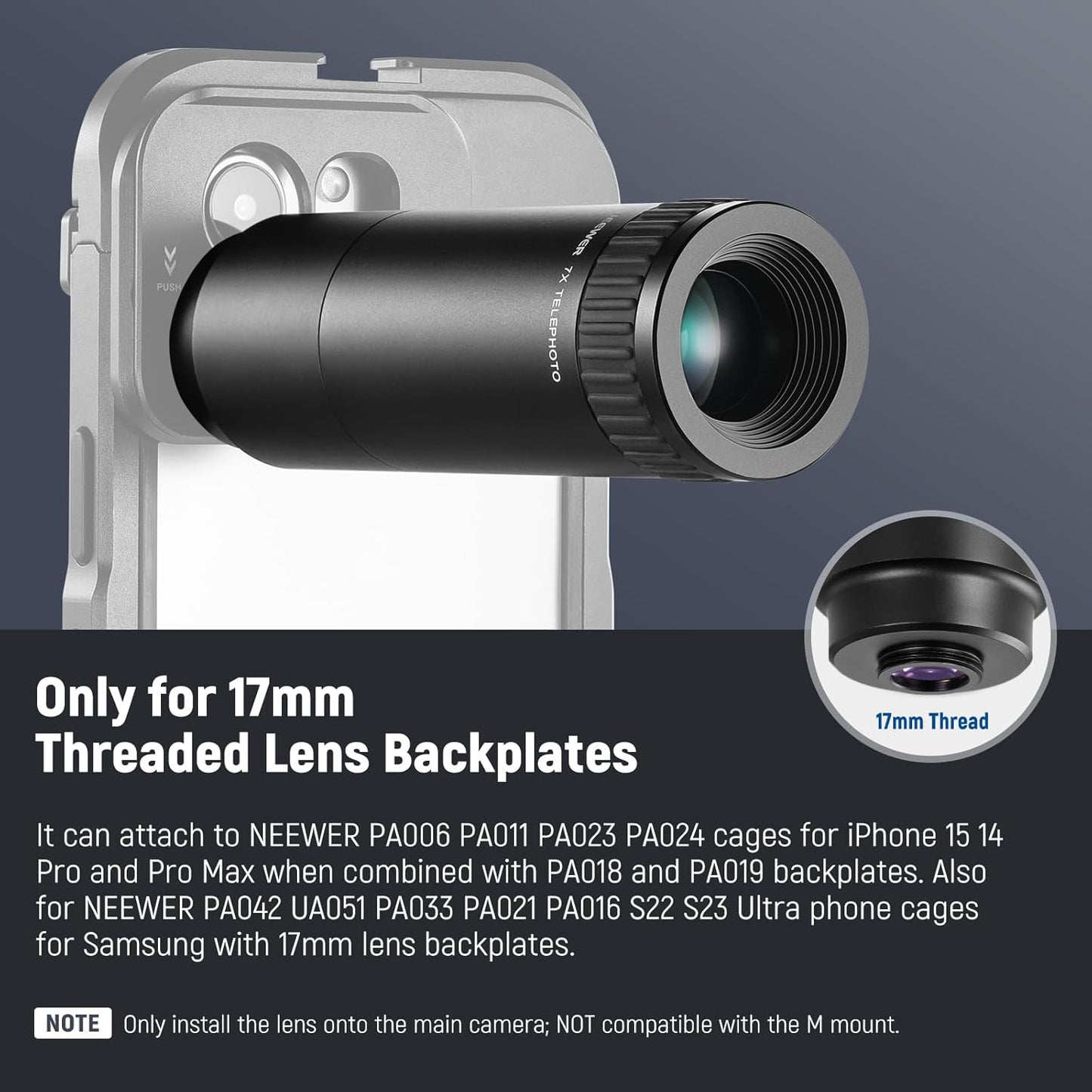 Neewer LS-36 7X Telephoto Lens for Phone Cage