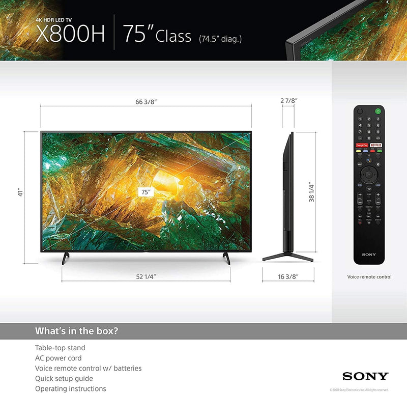 Sony XBR75X800H 75-Inch 4K HDR Alexa Refurbished TV — main product image