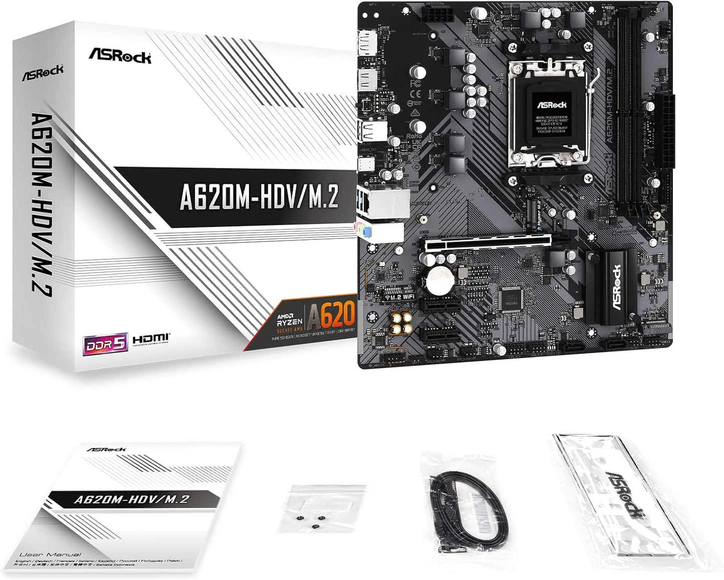 ASRock A620M-HDV/M.2 AM5 Ryzen 7000 Motherboard