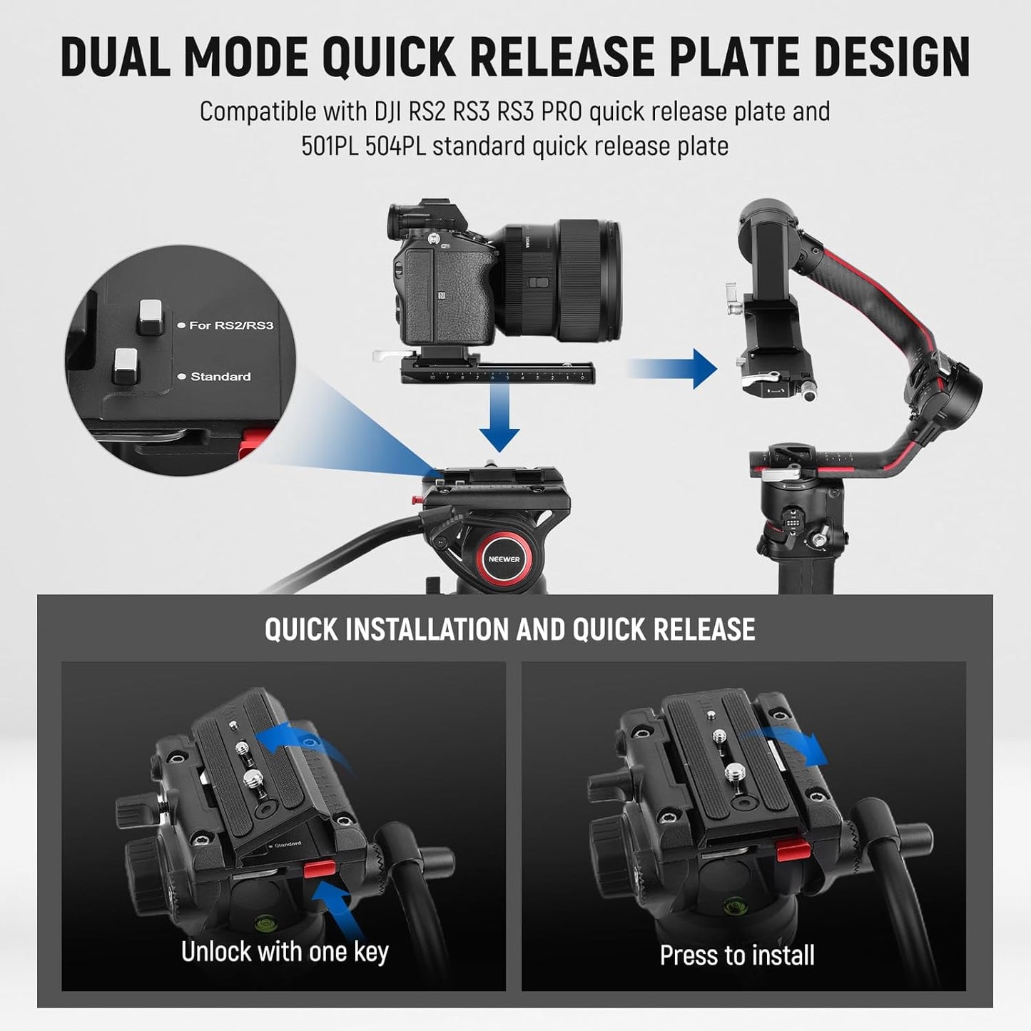 Neewer TP74 74" Heavy Duty Video Tripod