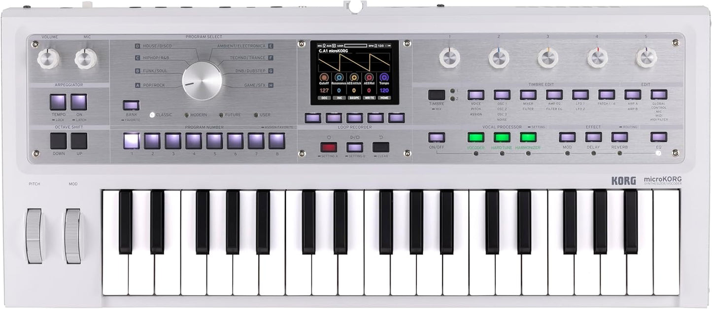 Korg MICROKORG2WH Synthesizer Vocoder White Portable Keyboard