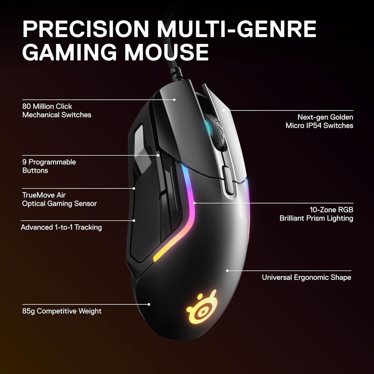 SteelSeries Rival 5 RGB Gaming Mouse (Renewed)