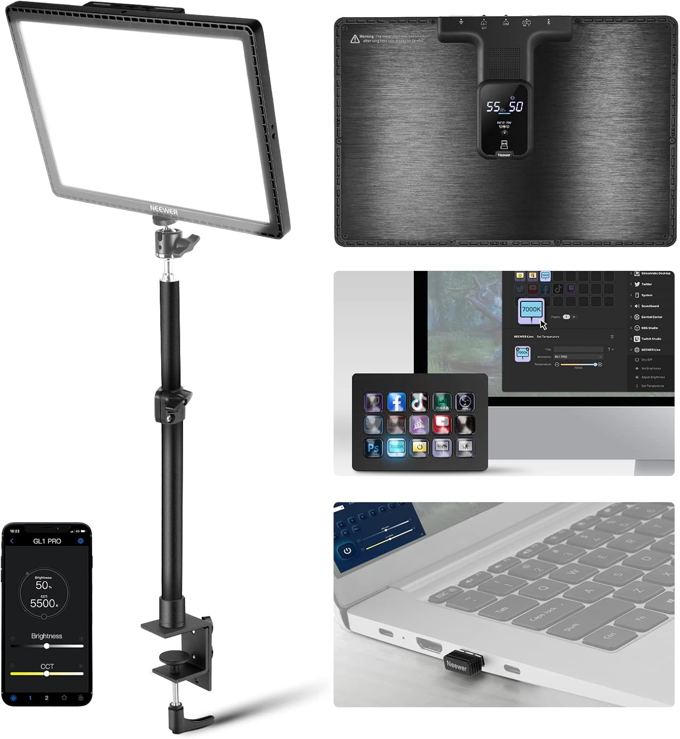 Neewer 10101841 GL1 PRO Key Light Streaming - APP Control