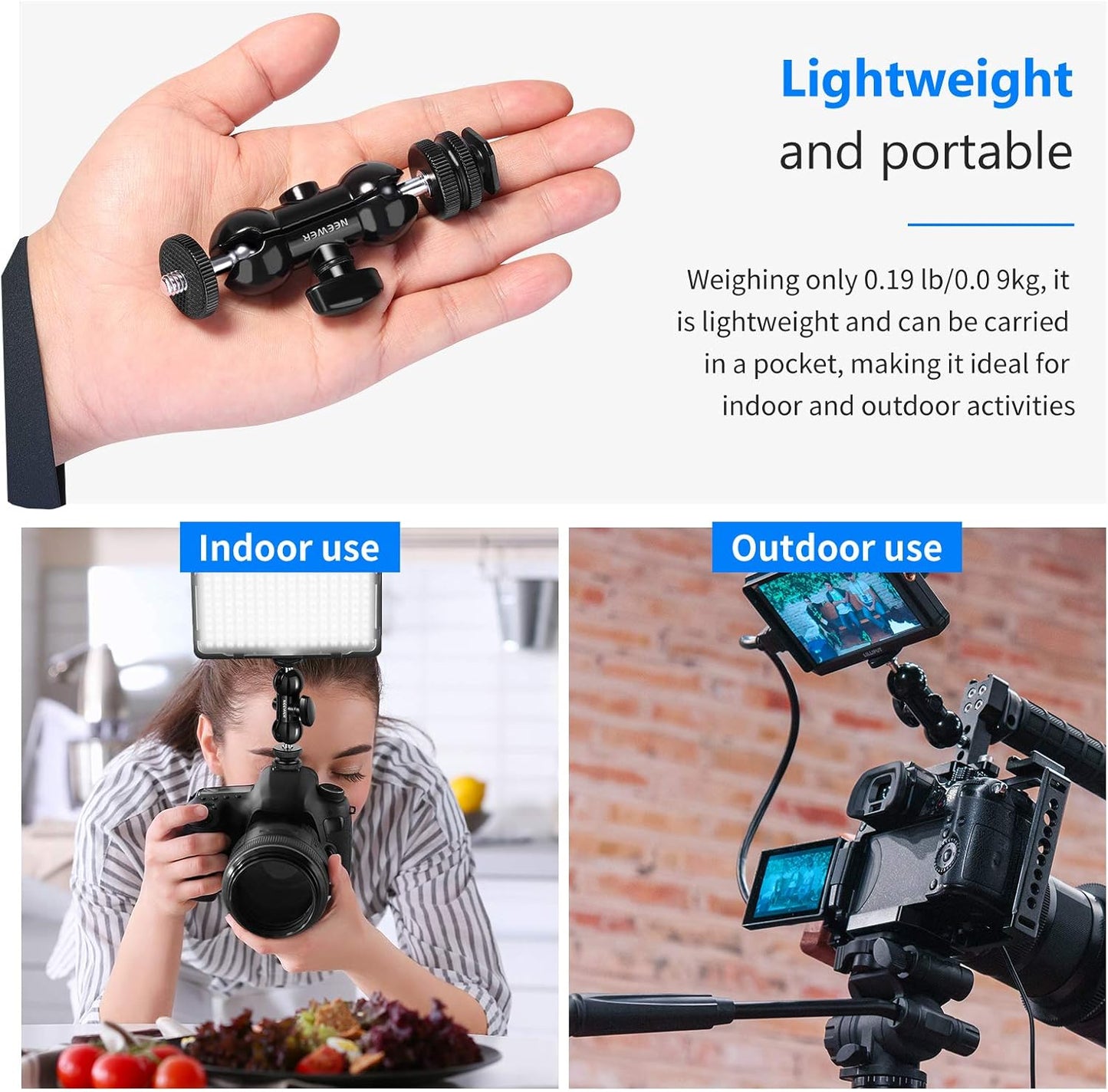 Neewer 10099612 Double Ball Head with Cold Shoe Mount