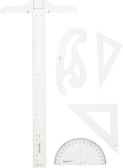 Westcott SK-52 Drafting Set - T-Square, Protractor, Triangles