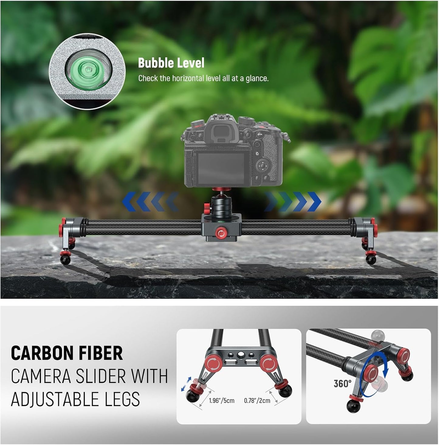 Neewer CS1M 16" Carbon Fiber Camera Slider Dolly