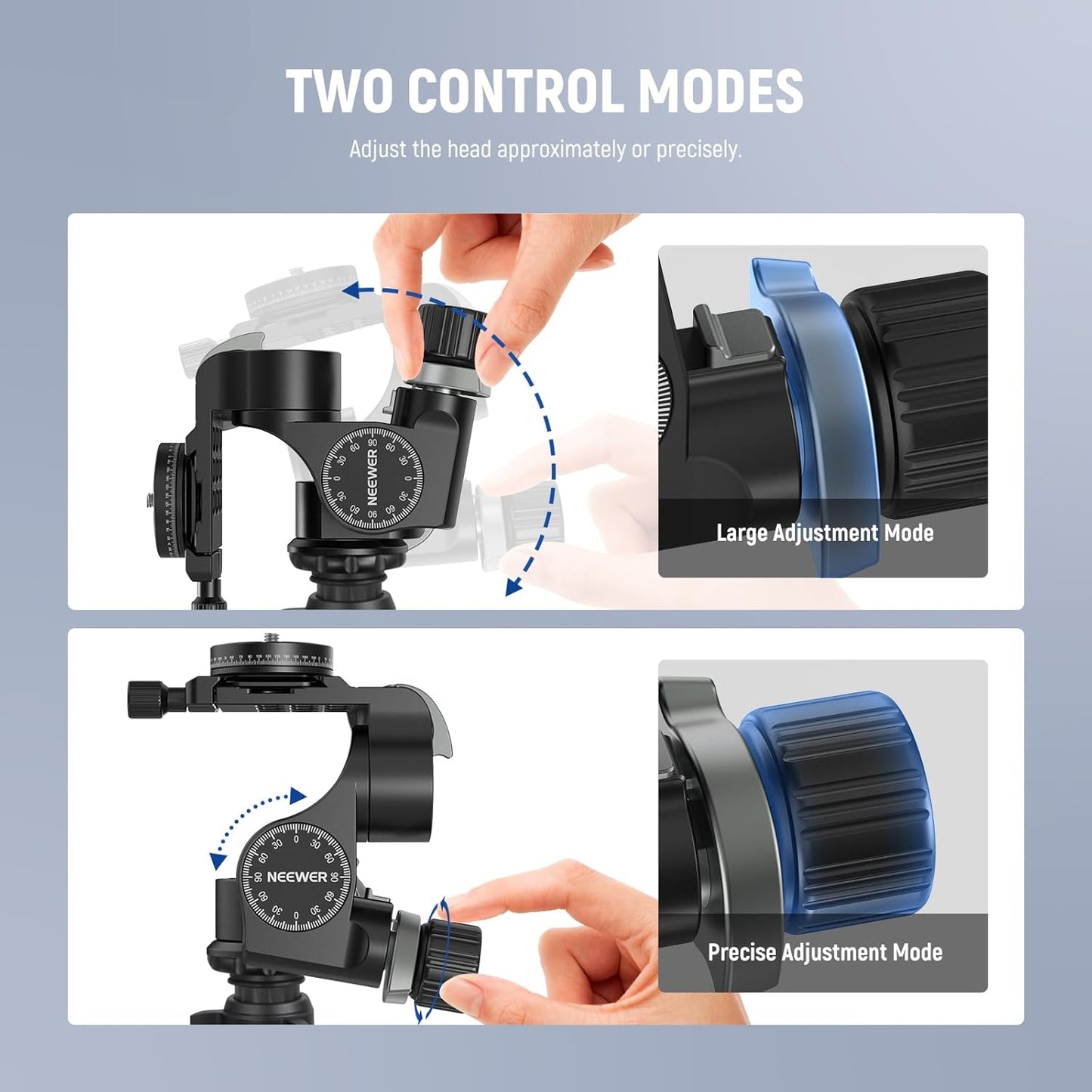 Neewer TH15 3-Way Geared Tripod Head Panoramic