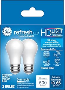 GE 31754 Refresh 60W A15 LED Ceiling Fan Bulbs — main product image