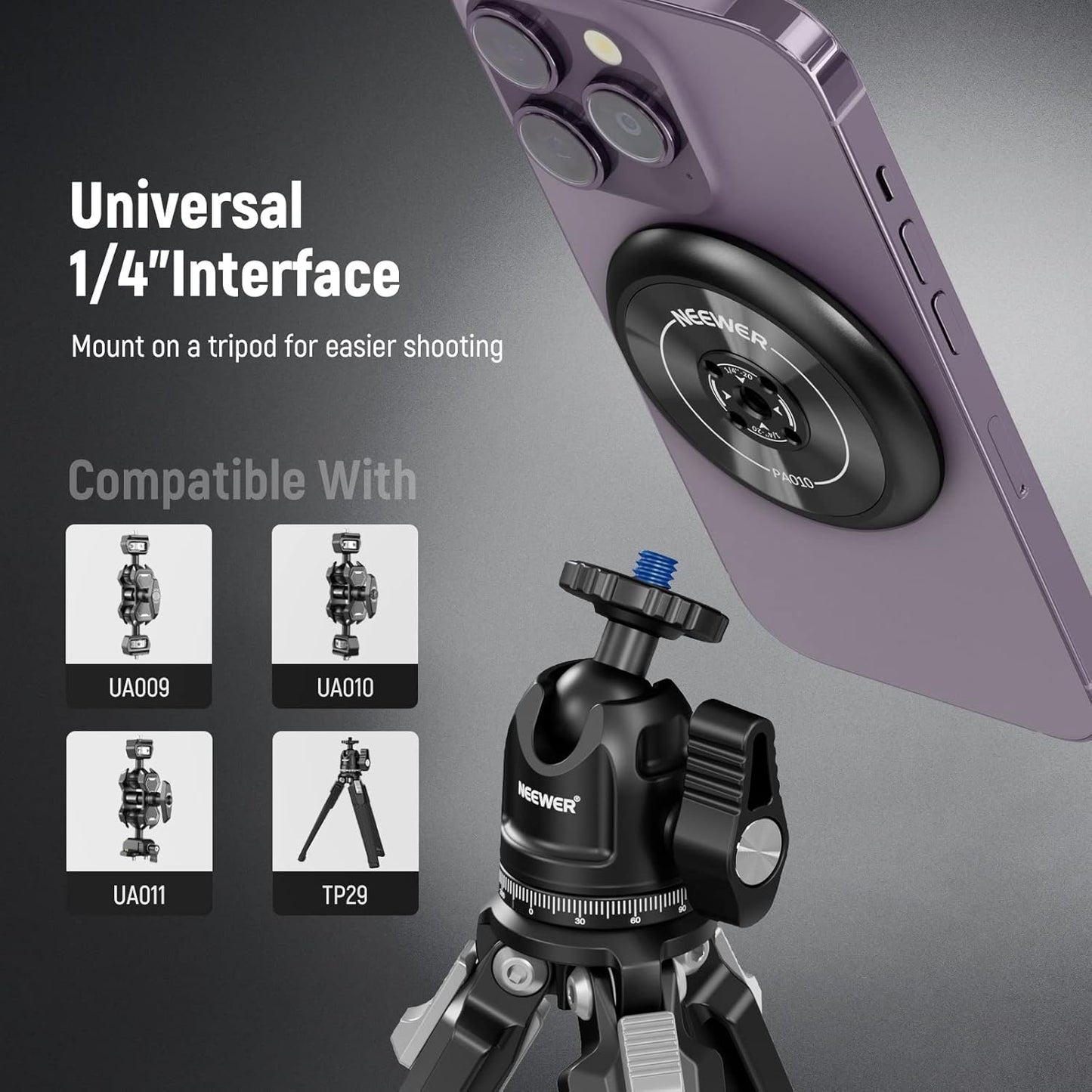 NEEWER PA010 Magnetic Phone Tripod Mount - MagSafe Compatible