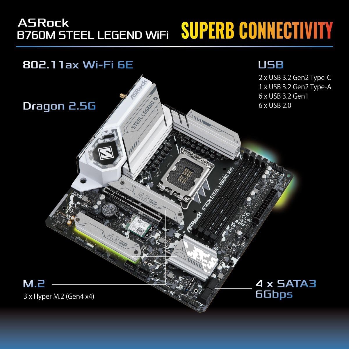 ASRock B760M STEEL LEGEND WIFI DDR5 Motherboard