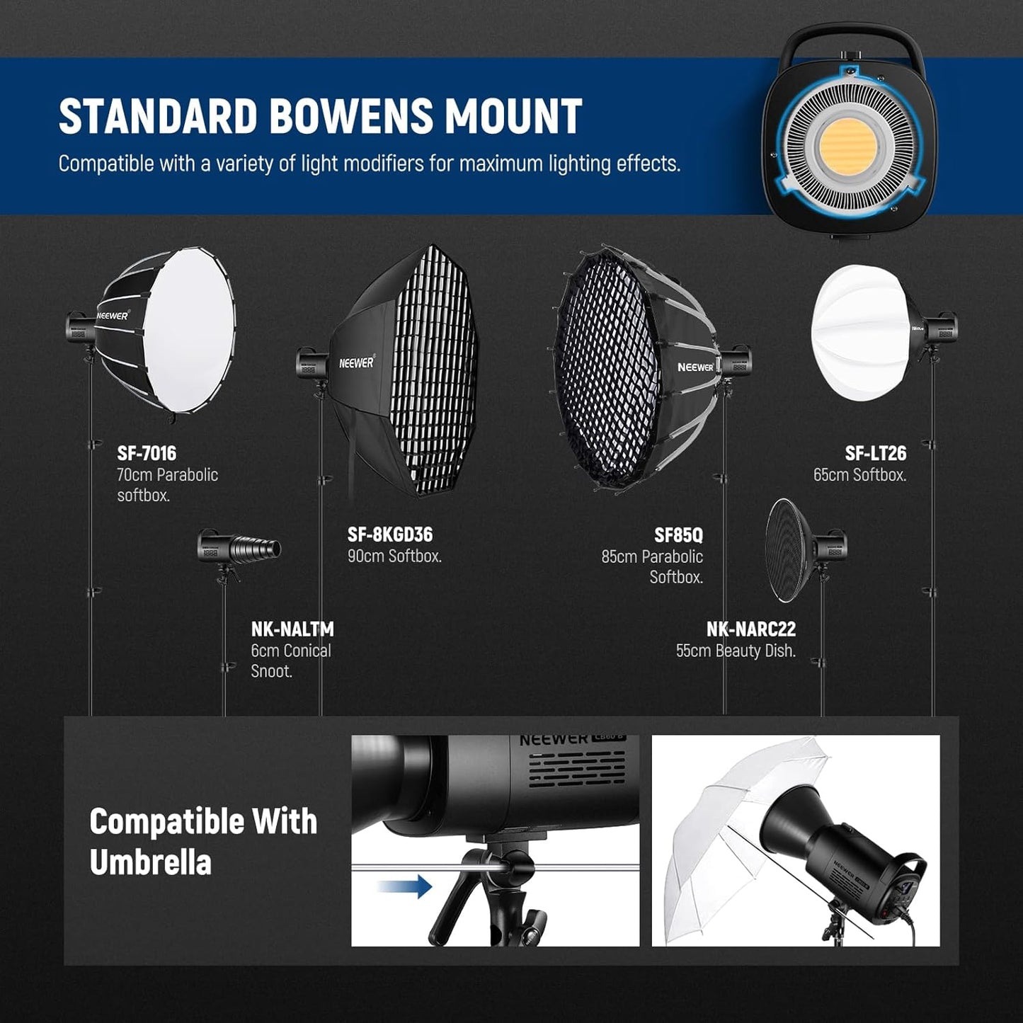 Neewer CB60B 70W Bi-Color LED Video Light APP Control