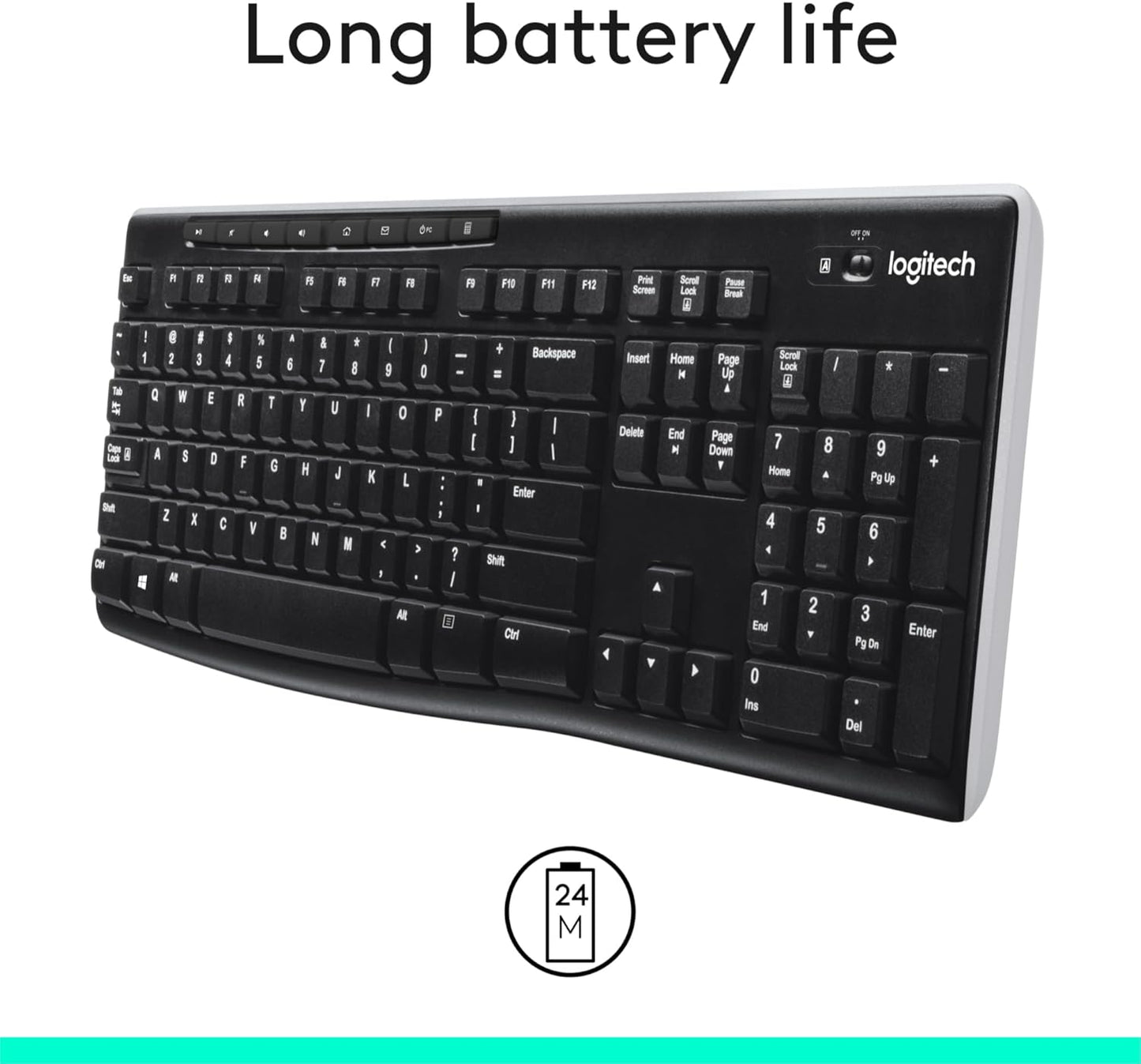 Logitech 920-003051 K270 Wireless Keyboard Long Battery Life