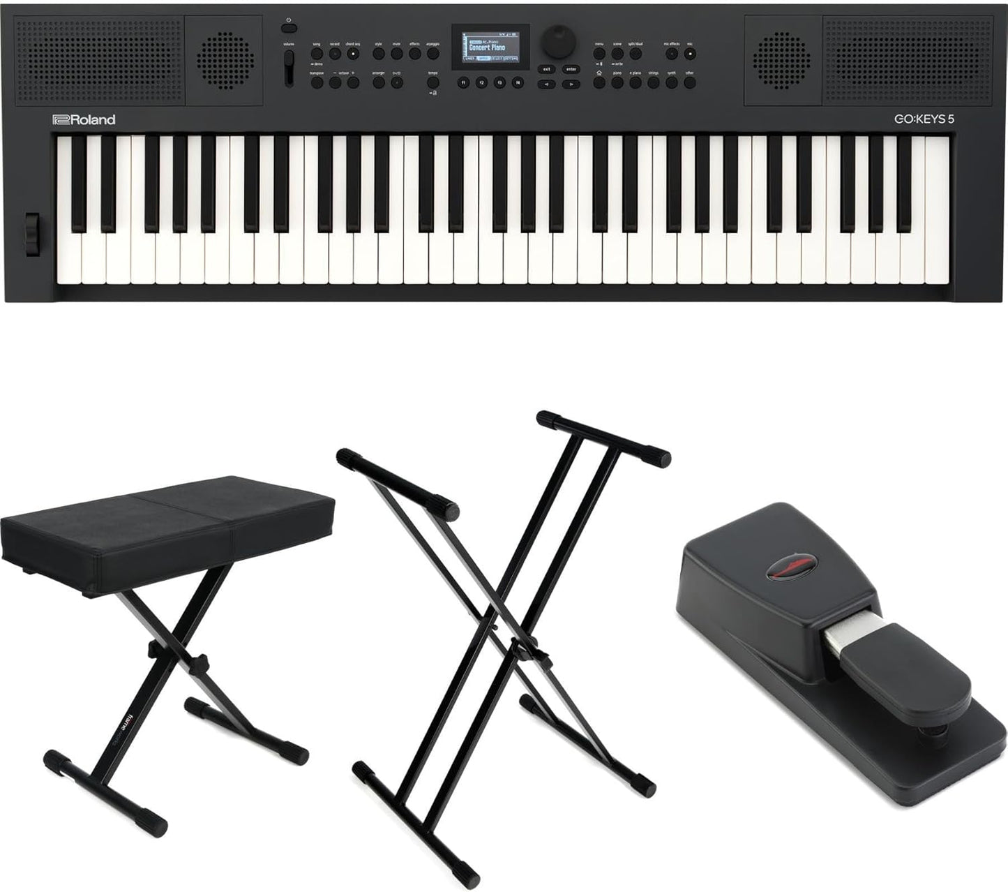 Roland GO:KEYS 5 Graphite 61-Key Keyboard Bundle