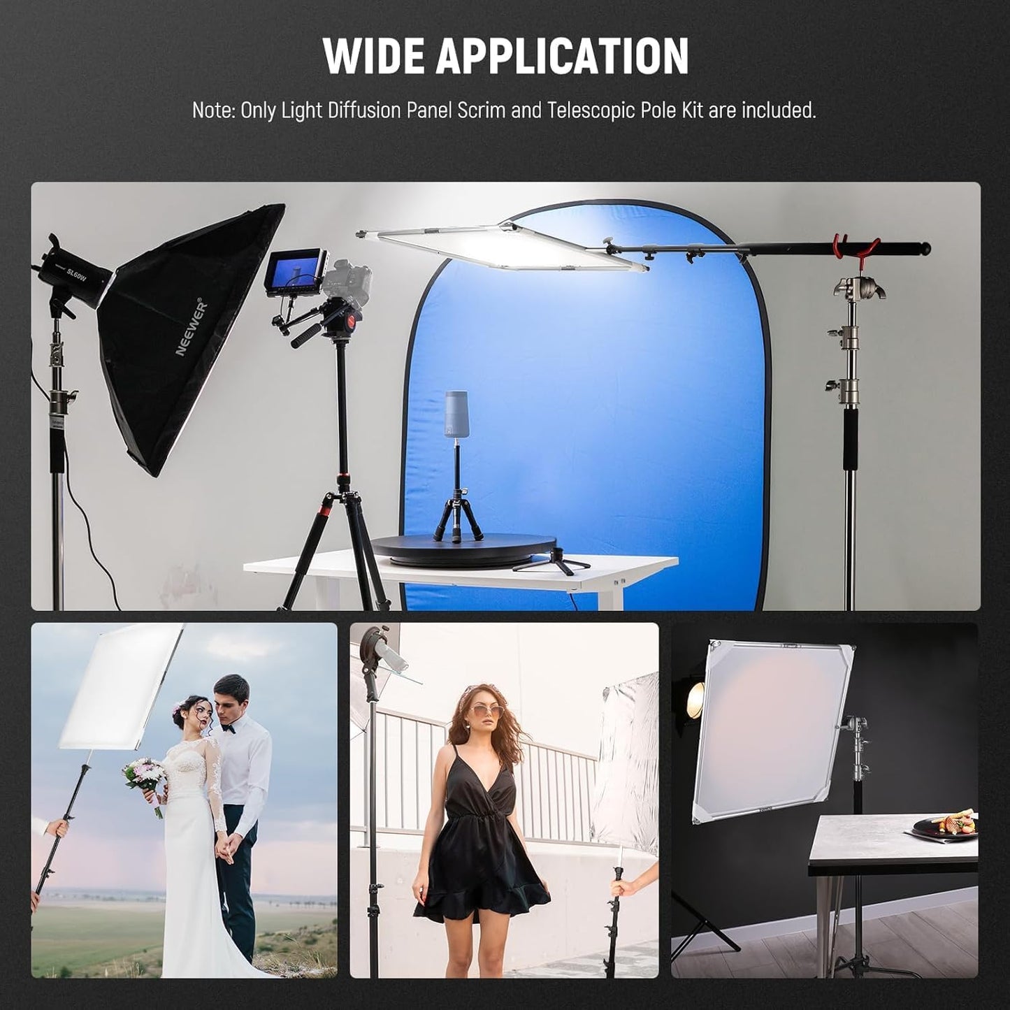 Neewer 90101219 30"x30" Light Diffusion Panel Scrim Kit