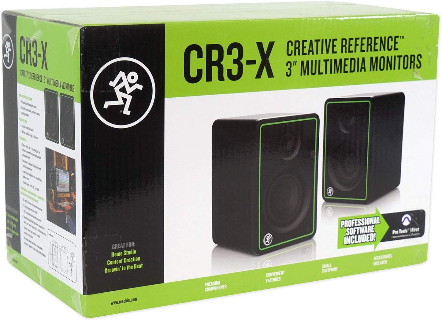 Mackie CR3-X Rockville RCM03 Pro Studio Monitor Speaker Bundle