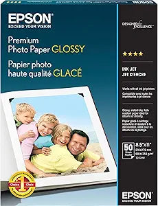 Epson S041667 Premium Glossy Photo Paper 8.5x11 50 Sheets