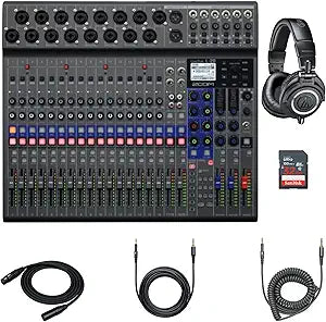 Zoom LiveTrak L-20 Digital Mixer Multitrack Recorder Bundle