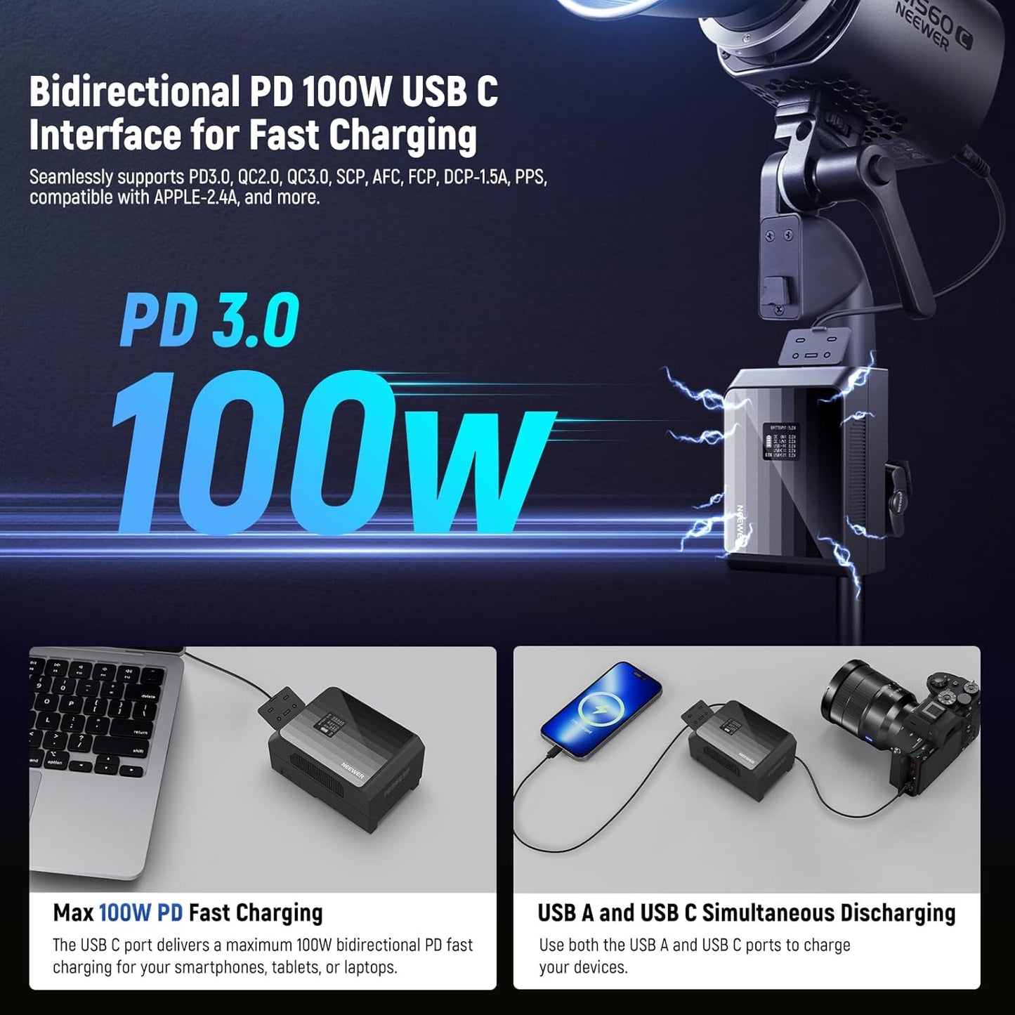Neewer PS099EP Mini V Mount Battery 99Wh 100W PD