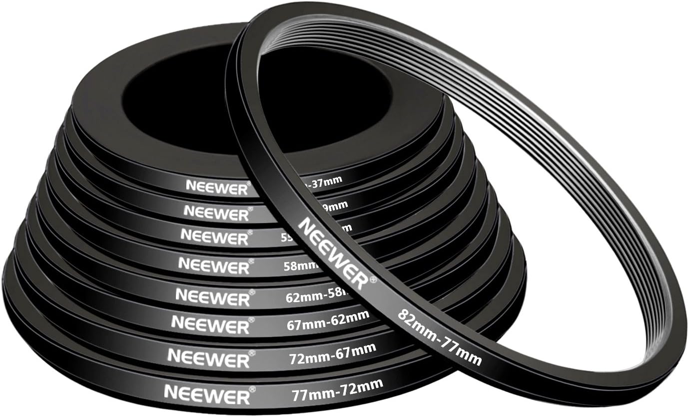 Neewer 10092240 18-Piece Metal Lens Filter Adapter Ring Kit