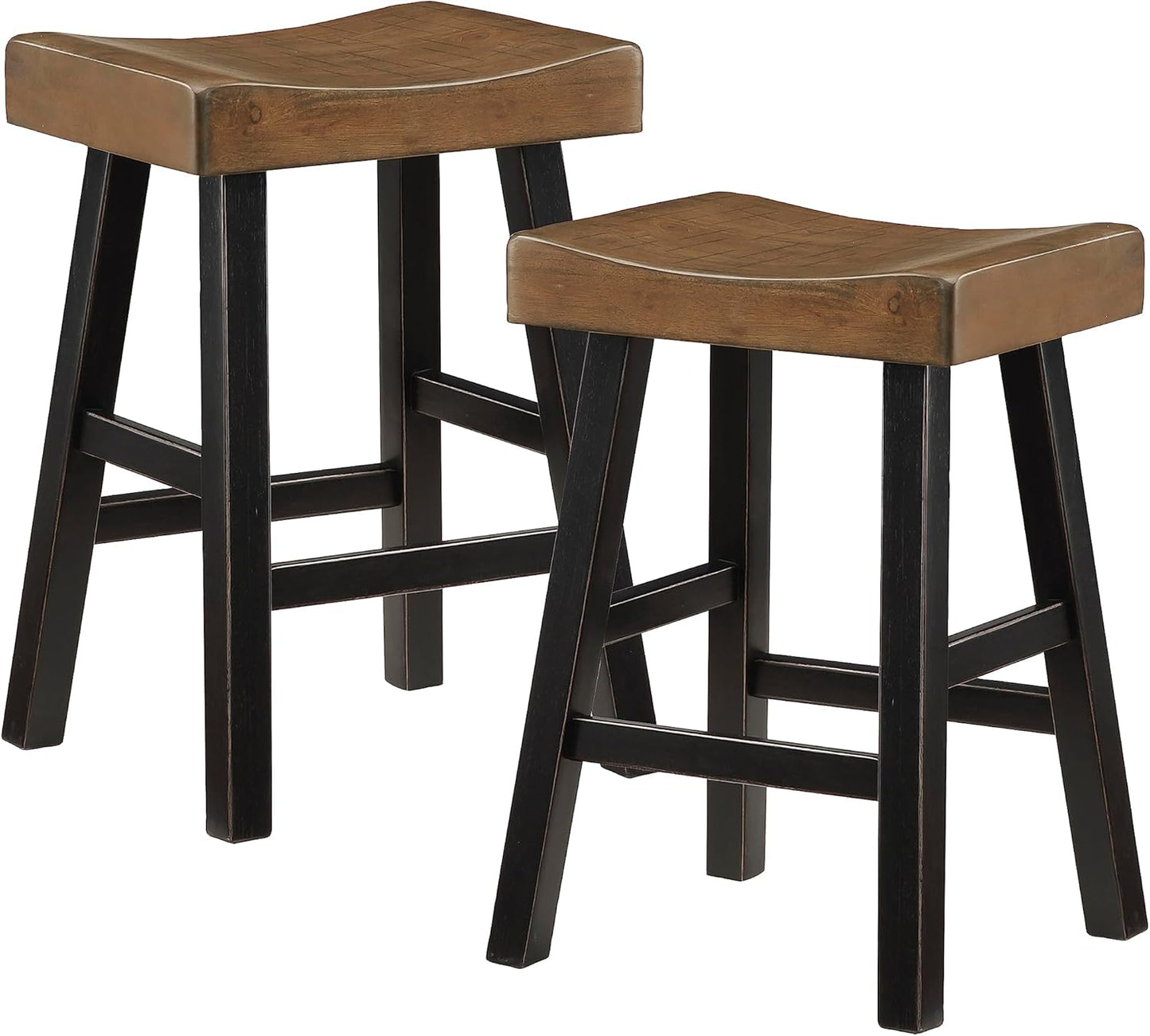 Lexicon 194840233084: Saddle Bar Stools, Set of 2, Black/Brown