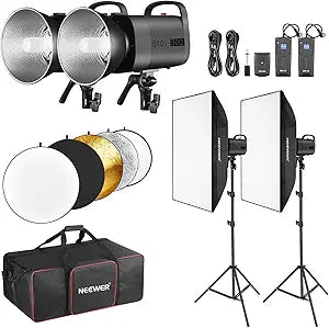 Neewer 600W Studio Strobe Flash Kit with Softboxes & Trigger