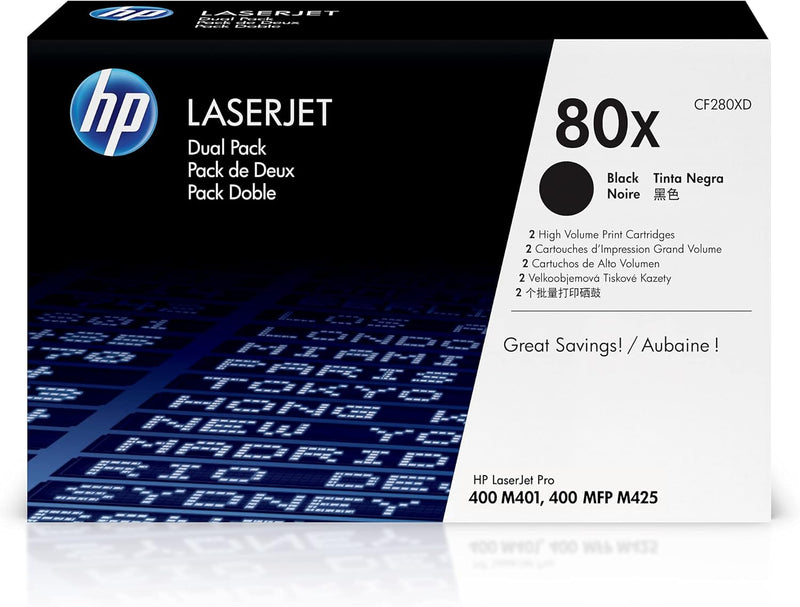 HP CF280XD 80X Black LaserJet Toner 2-Pack — main product image