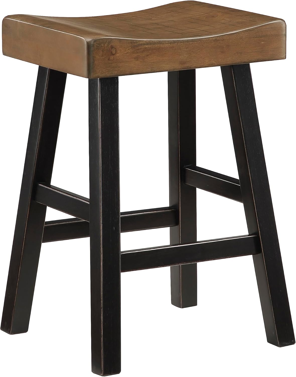 Lexicon 194840233084: Saddle Bar Stools, Set of 2, Black/Brown