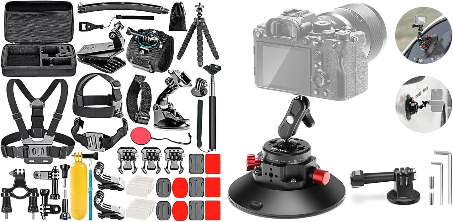 Neewer 50-in-1 Action Camera Accessory Kit with Suction Mount