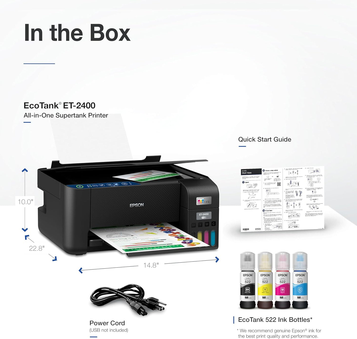Epson EcoTank ET-2400 Wireless All-in-One Supertank Printer Renewed