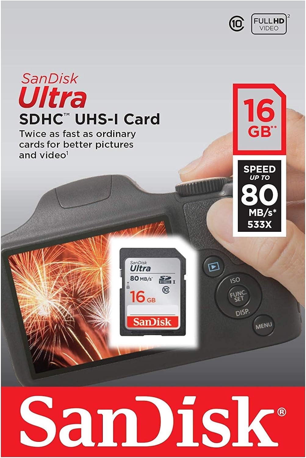 SanDisk SDSDUNC-016G-GN6IN Ultra 16GB SDHC Memory Card - 80MB/s