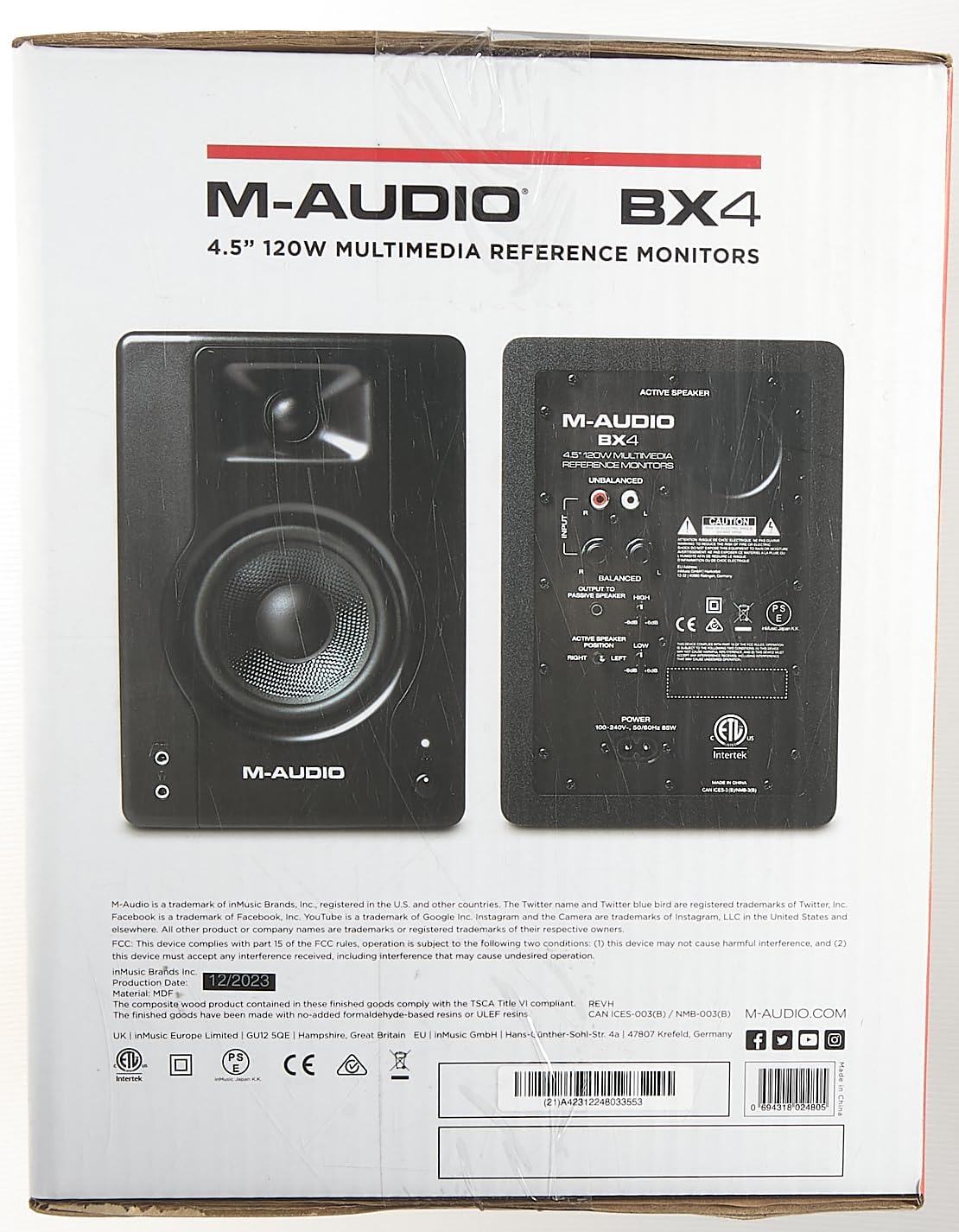 M-Audio BX4 Studio Monitors - 4.5 Inch PC Speakers
