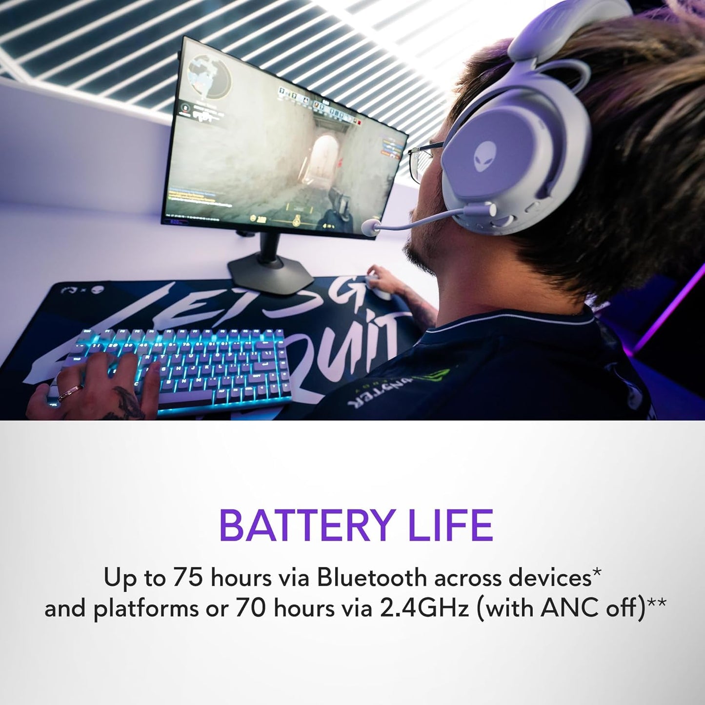 Alienware Pro Wireless Gaming Headset - Lunar Light